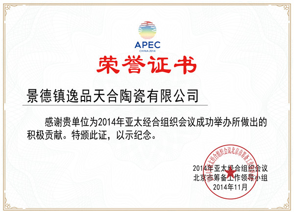 APEC荣誉证书