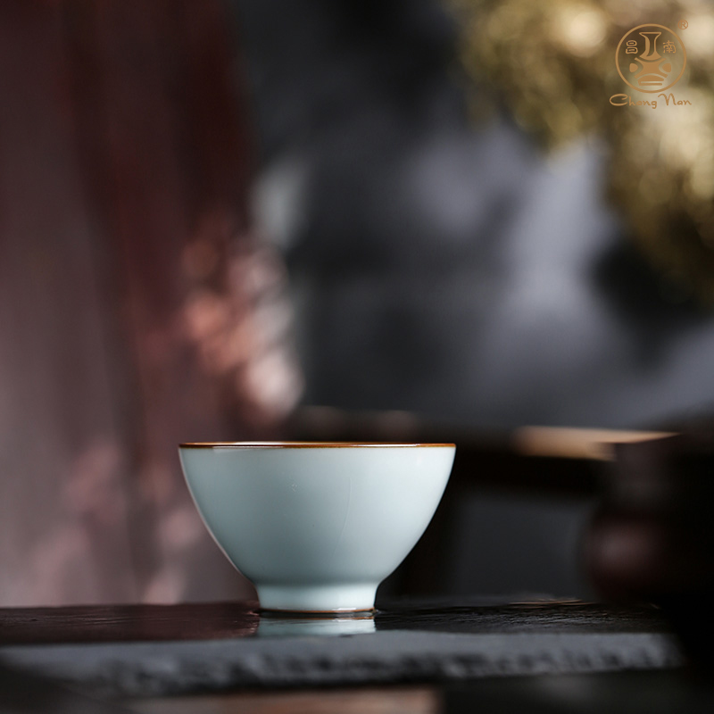 手工汝窑月白流萤品茗杯